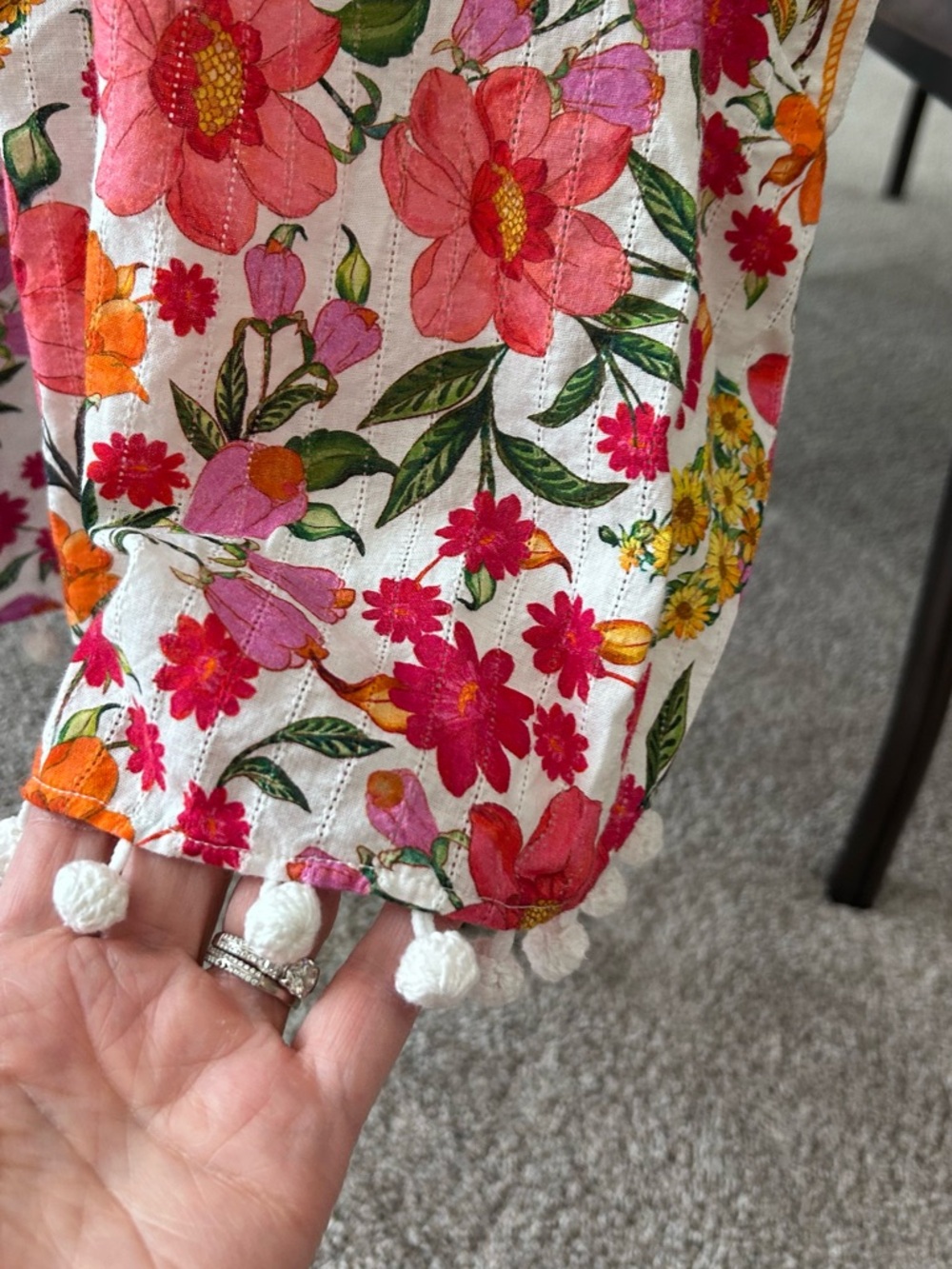 NWT Farm Rio White Floral Blouse with Pink and Orange Flowers - Picture 5 of 6